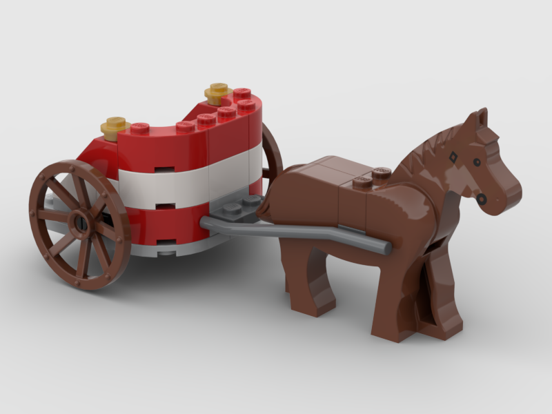 A horse and cart made from Lego