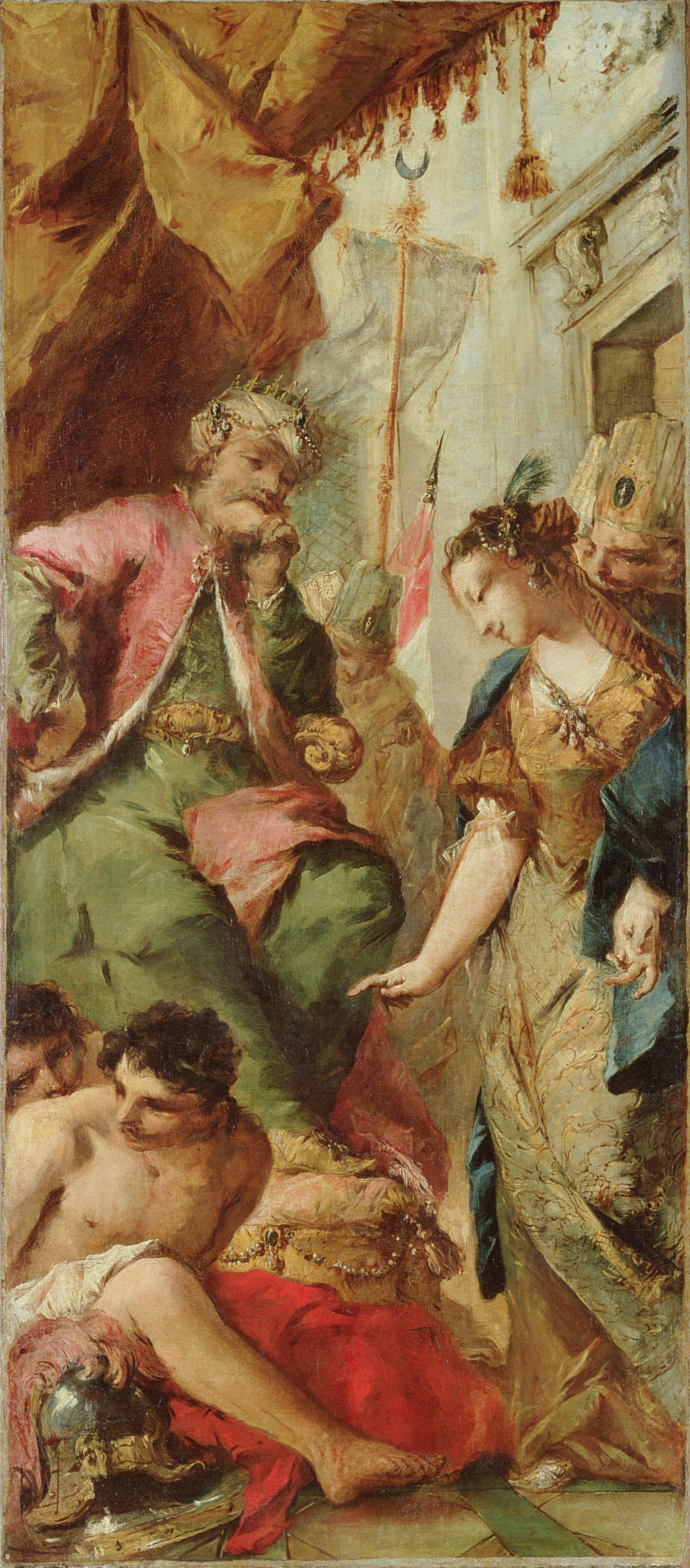 An eighteenth century painting of two figures