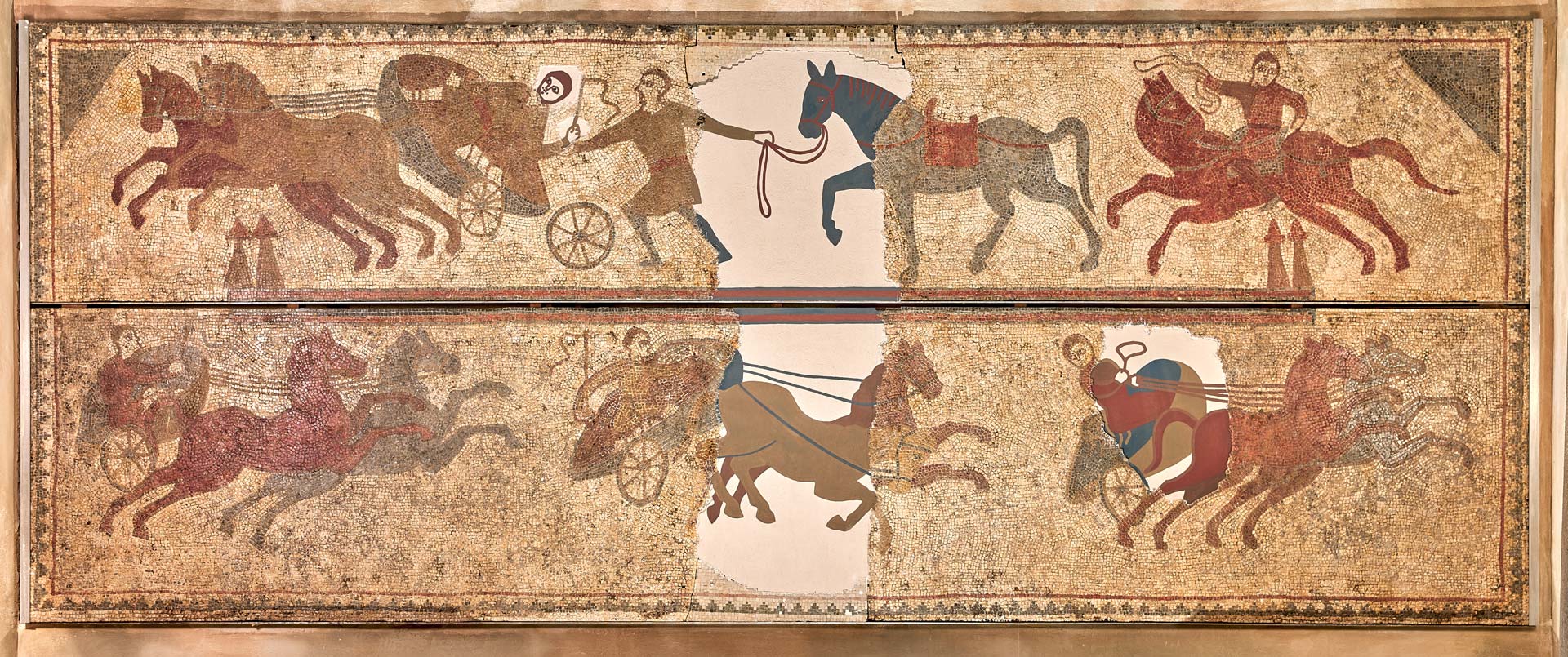Roman mosaic of a chariot race