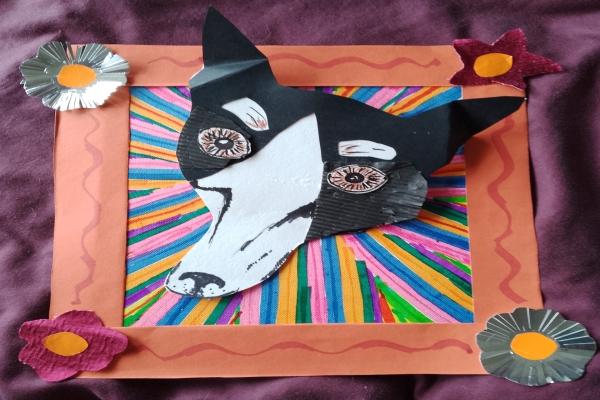 dog portrait made with crafts